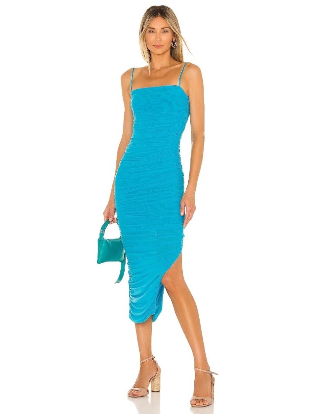 SNDYS Simone Midi Mesh Dress in Blue Xsmall New Womens Bodycon